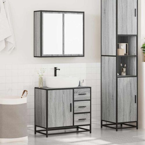 Ensemble de meubles de salle de bain 2 pcs Sonoma gris - Photo n°3; ?>