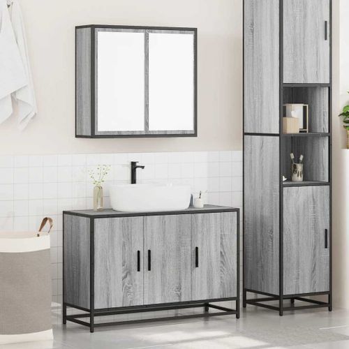 Ensemble de meubles de salle de bain 2 pcs Sonoma gris - Photo n°3; ?>