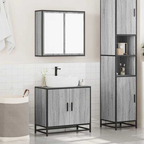 Ensemble de meubles de salle de bain 2 pcs Sonoma gris - Photo n°3; ?>