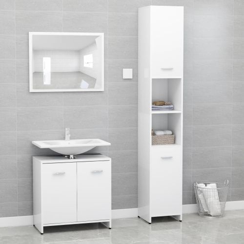 Ensemble de meubles de salle de bain 3 pcs Blanc 5 - Photo n°2; ?>