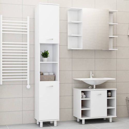 Ensemble de meubles de salle de bain 3 pcs Blanc 6 - Photo n°2; ?>