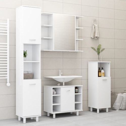 Ensemble de meubles de salle de bain 3 pcs Blanc 6 - Photo n°3; ?>