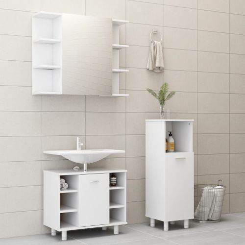 Ensemble de meubles de salle de bain 3 pcs Blanc 3 - Photo n°2; ?>