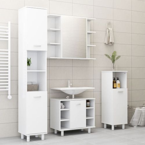 Ensemble de meubles de salle de bain 3 pcs Blanc 3 - Photo n°3; ?>