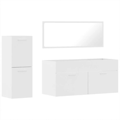 Ensemble de meubles de salle de bain 3 pcs blanc brillant - Photo n°2; ?>