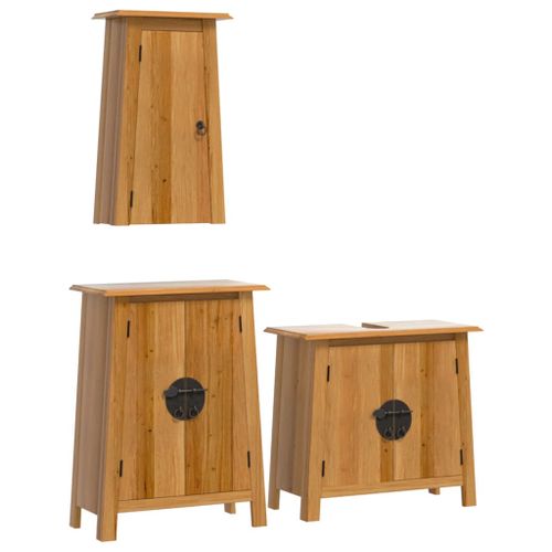 Ensemble de meubles de salle de bain 3 pcs bois de pin massif - Photo n°2; ?>