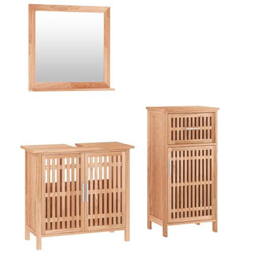 Ensemble de meubles de salle de bain 3 pcs Bois massif de noyer - Photo n°2; ?>