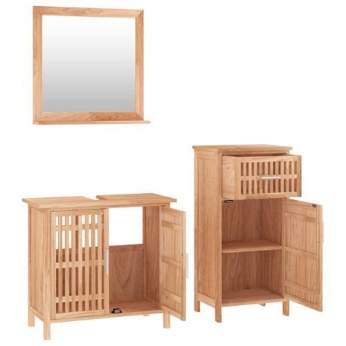 Ensemble de meubles de salle de bain 3 pcs Bois massif de noyer - Photo n°3; ?>