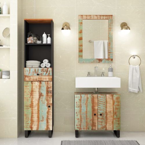 Ensemble de meubles de salle de bain 3 pcs bois massif récupéré - Photo n°2; ?>