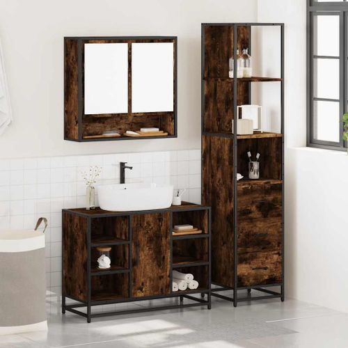 Ensemble de meubles de salle de bain 3 pcs chêne fumé - Photo n°3; ?>