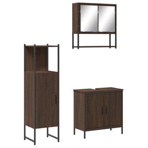 Ensemble de meubles de salle de bain 3 pcs Chêne marron - Photo n°2; ?>