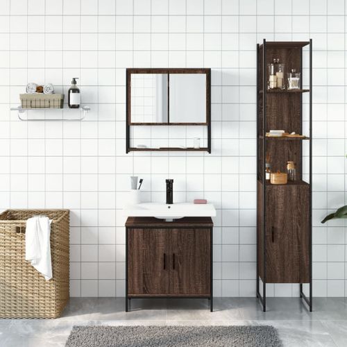 Ensemble de meubles de salle de bain 3 pcs Chêne marron - Photo n°3; ?>