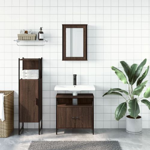 Ensemble de meubles de salle de bain 3 pcs Chêne marron - Photo n°3; ?>