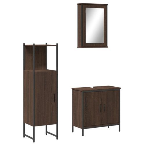 Ensemble de meubles de salle de bain 3 pcs Chêne marron - Photo n°2; ?>