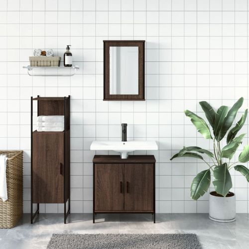 Ensemble de meubles de salle de bain 3 pcs Chêne marron - Photo n°3; ?>