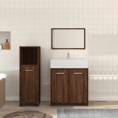 Ensemble de meubles de salle de bain 3 pcs Chêne marron - Photo n°2; ?>