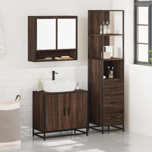 Ensemble de meubles de salle de bain 3 pcs Chêne marron - Photo n°3; ?>