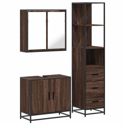 Ensemble de meubles de salle de bain 3 pcs Chêne marron - Photo n°2; ?>