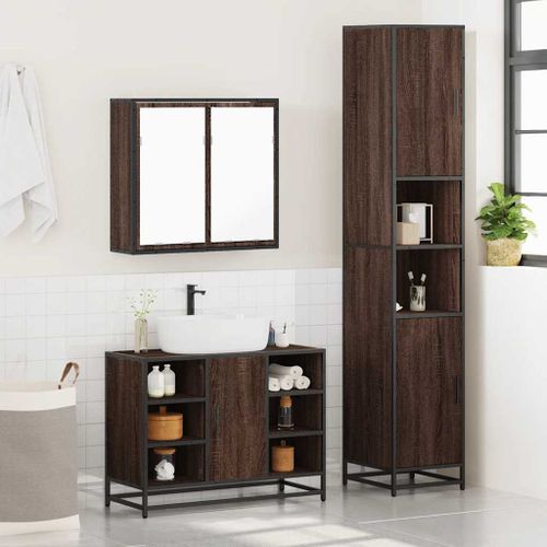 Ensemble de meubles de salle de bain 3 pcs Chêne marron - Photo n°3; ?>