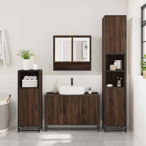 Ensemble de meubles de salle de bain 3 pcs Chêne marron - Photo n°3; ?>