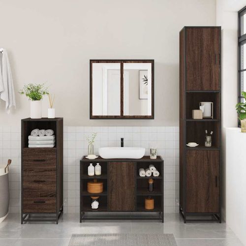 Ensemble de meubles de salle de bain 3 pcs Chêne marron - Photo n°3; ?>