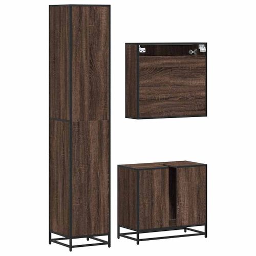 Ensemble de meubles de salle de bain 3 pcs Chêne marron - Photo n°2; ?>