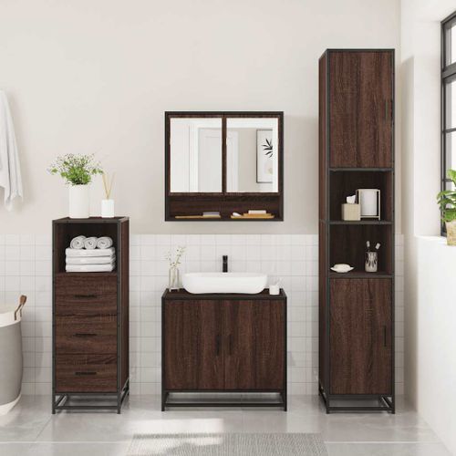 Ensemble de meubles de salle de bain 3 pcs Chêne marron - Photo n°3; ?>