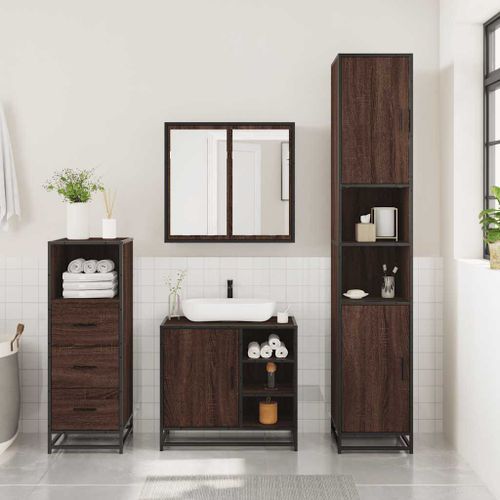 Ensemble de meubles de salle de bain 3 pcs Chêne marron - Photo n°3; ?>