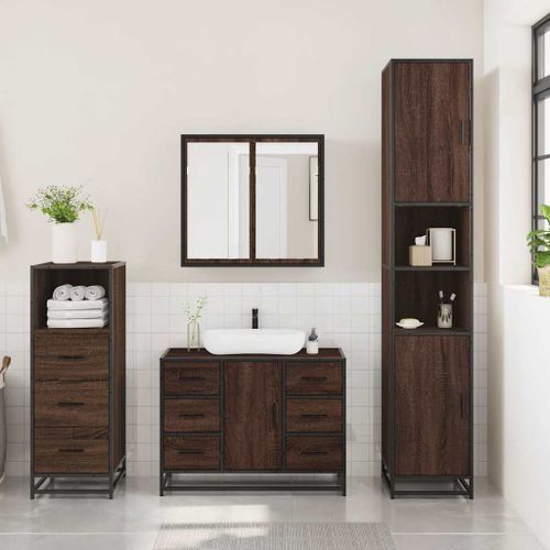 Ensemble de meubles de salle de bain 3 pcs Chêne marron - Photo n°3; ?>