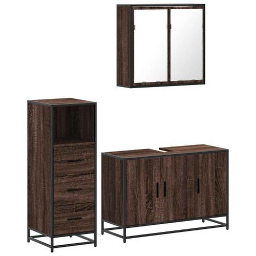 Ensemble de meubles de salle de bain 3 pcs Chêne marron - Photo n°2; ?>