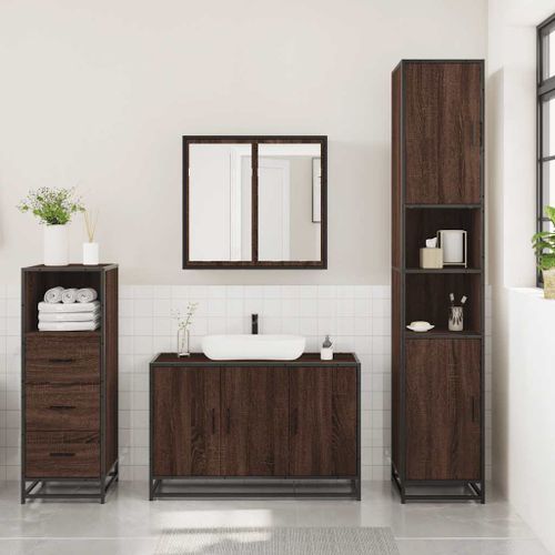 Ensemble de meubles de salle de bain 3 pcs Chêne marron - Photo n°3; ?>