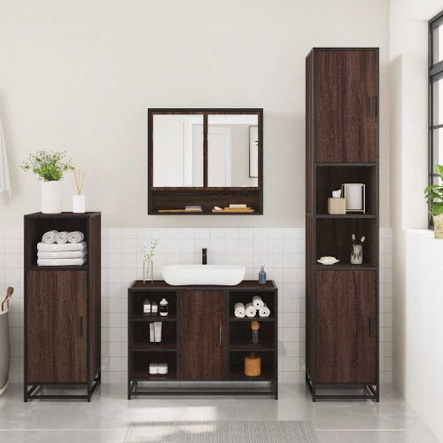 Ensemble de meubles de salle de bain 3 pcs Chêne marron - Photo n°3; ?>