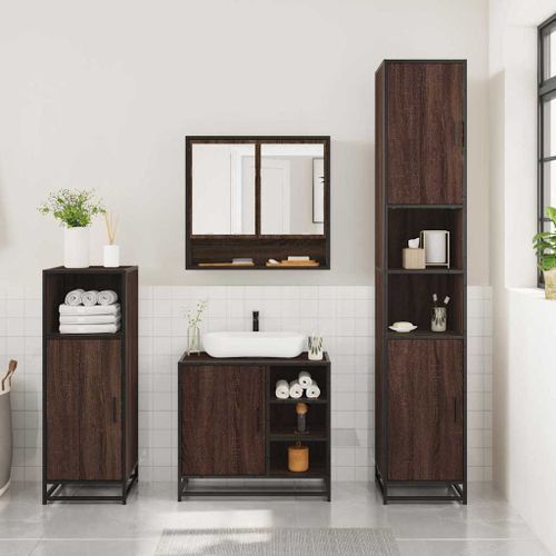 Ensemble de meubles de salle de bain 3 pcs Chêne marron - Photo n°3; ?>