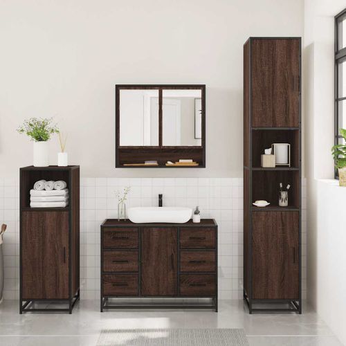 Ensemble de meubles de salle de bain 3 pcs Chêne marron - Photo n°3; ?>