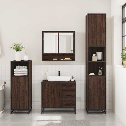 Ensemble de meubles de salle de bain 3 pcs Chêne marron - Photo n°3; ?>