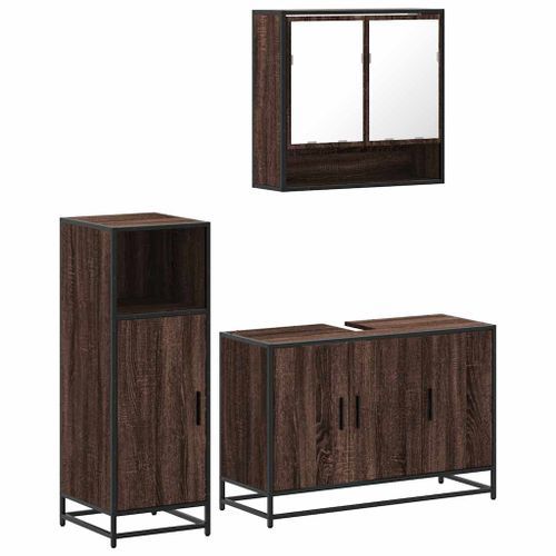 Ensemble de meubles de salle de bain 3 pcs Chêne marron - Photo n°2; ?>