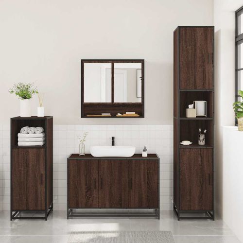 Ensemble de meubles de salle de bain 3 pcs Chêne marron - Photo n°3; ?>