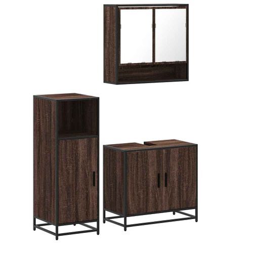 Ensemble de meubles de salle de bain 3 pcs Chêne marron - Photo n°2; ?>