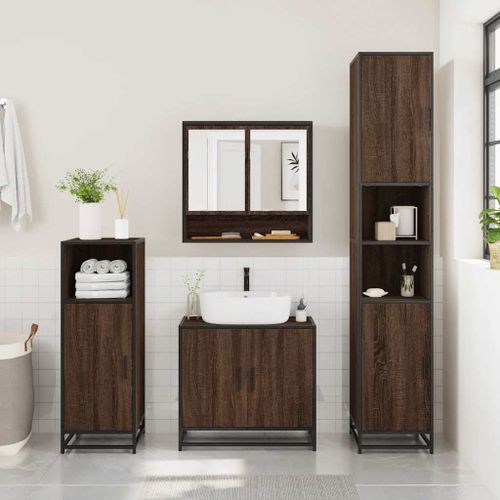 Ensemble de meubles de salle de bain 3 pcs Chêne marron - Photo n°3; ?>