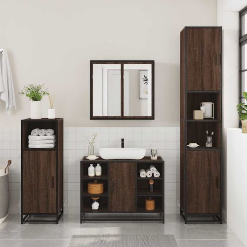 Ensemble de meubles de salle de bain 3 pcs Chêne marron - Photo n°3; ?>