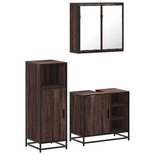 Ensemble de meubles de salle de bain 3 pcs Chêne marron - Photo n°2; ?>