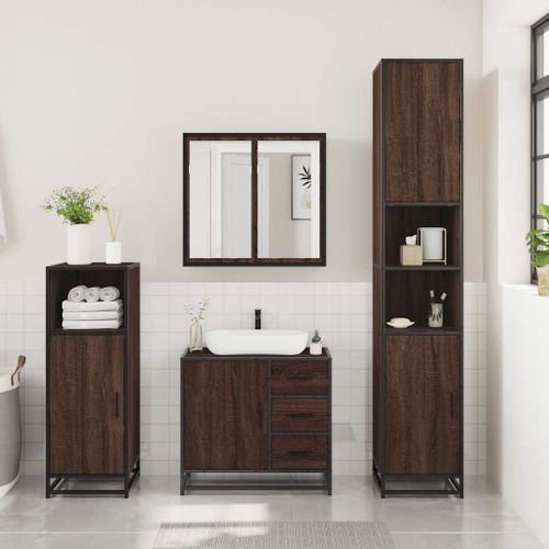 Ensemble de meubles de salle de bain 3 pcs Chêne marron - Photo n°3; ?>