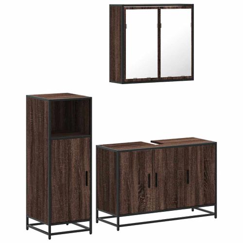 Ensemble de meubles de salle de bain 3 pcs Chêne marron - Photo n°2; ?>