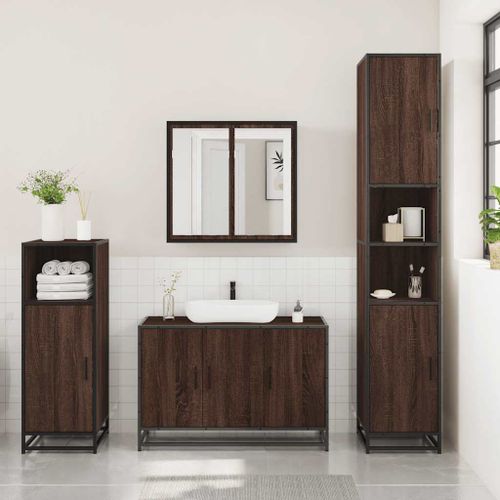 Ensemble de meubles de salle de bain 3 pcs Chêne marron - Photo n°3; ?>