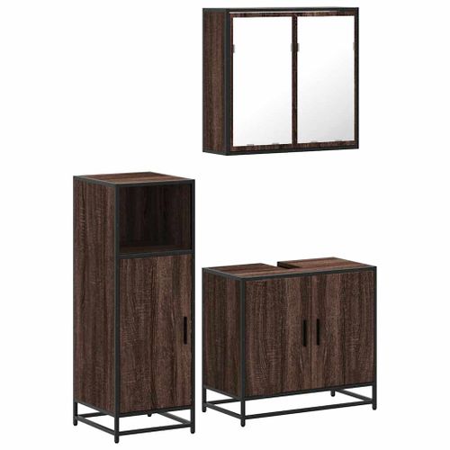 Ensemble de meubles de salle de bain 3 pcs Chêne marron - Photo n°2; ?>