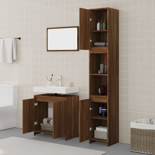 Ensemble de meubles de salle de bain 3 pcs Chêne marron - Photo n°3; ?>