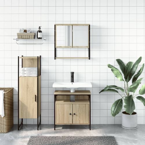 Ensemble de meubles de salle de bain 3 pcs chêne sonoma - Photo n°3; ?>