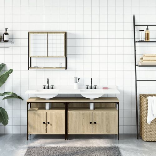 Ensemble de meubles de salle de bain 3 pcs chêne sonoma - Photo n°3; ?>