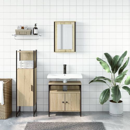 Ensemble de meubles de salle de bain 3 pcs chêne sonoma - Photo n°3; ?>