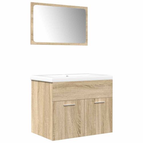 Ensemble de meubles de salle de bain 3 pcs chêne sonoma - Photo n°2; ?>